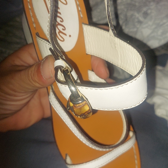Gucci White and Gold Women's Sandals - Picture 1 of 3